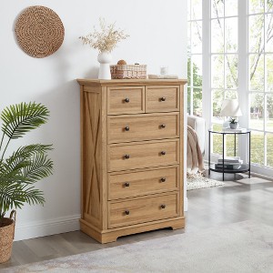 TIRAMISUBEST 6 Drawers cabinet Tall Chest of Drawers Closet Organizers,6 Drawer Dresser - 1 of 4
