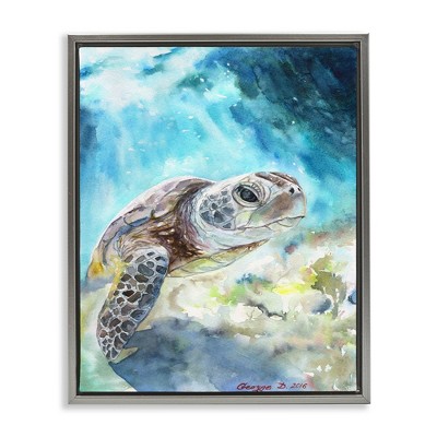 Stupell Industries Sea Turtle Ocean Watercolor, 17" x 21"