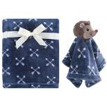 Hudson Baby Infant Boy Plush Blanket with Security Blanket, Hedgehog, One Size