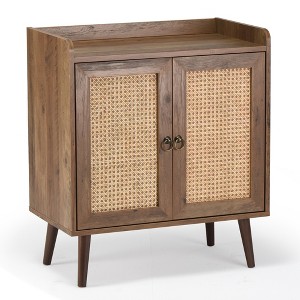 Rattan Sideboard Buffet Cabinet with Storage, Bar & Liquor Cabinet, Credenza Console for Dining Room, Living Room & Hallway - 1 of 4