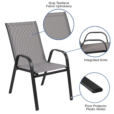 Gray Steel and Glass 4-Person Outdoor Dining Set