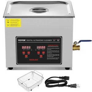 VEVOR Ultrasonic Cleaner with Digital Timer & Heater, Professional Ultra Sonic Jewelry Cleaner, Stainless Steel Heated Cleaning Machine, Silver - 1 of 4