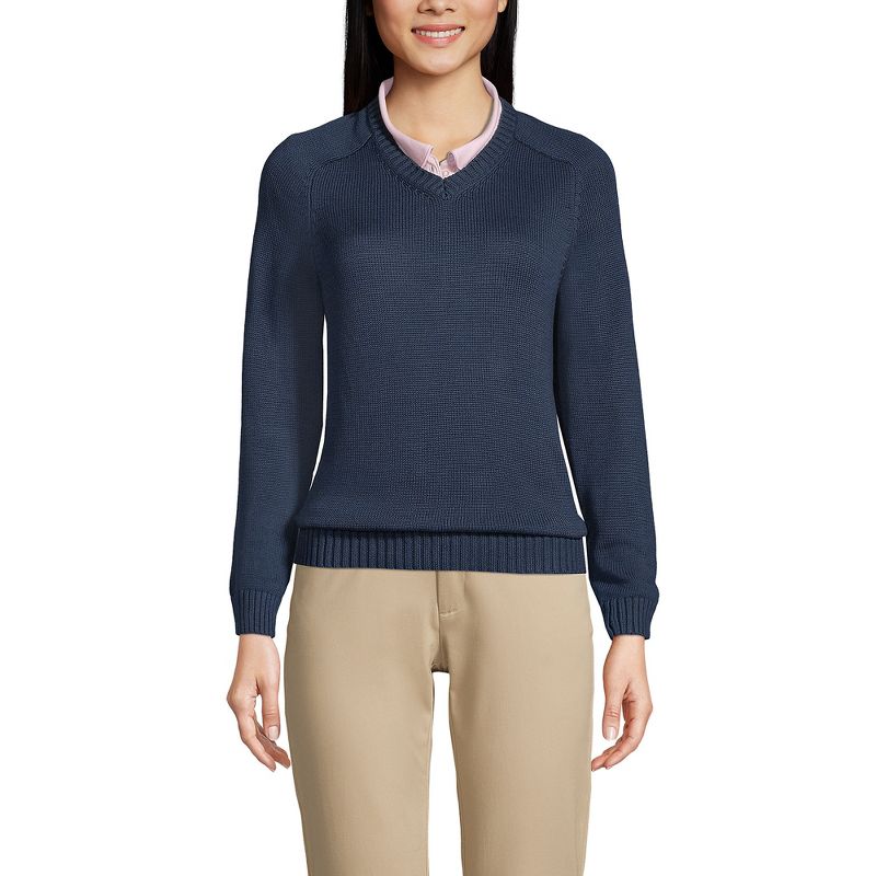 School Uniform Young Women's Cotton Modal V-neck Sweater, 2 of 3