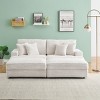 Modern 88.6" Corduroy Deep Seat Sofa with 2 Storage Ottomans, Cloud-Like Comfy 3-Seater Couch for Living Room or Small Spaces–The Pop Home - 2 of 4