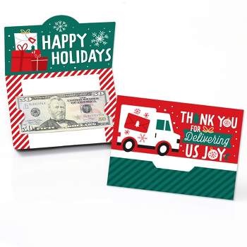 Big Dot of Happiness Christmas Delivery Drivers Appreciation - Thank You Mail Carriers Money And Gift Card Holders - Set of 8
