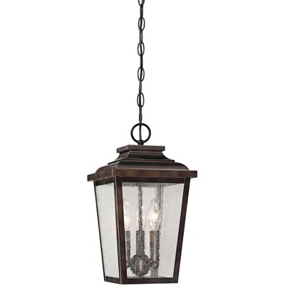 Minka Lavery Rustic Outdoor Hanging Light Fixture Chelsea Bronze Damp Rated 15 1/2" Clear Seedy Glass for Post Exterior Barn Porch