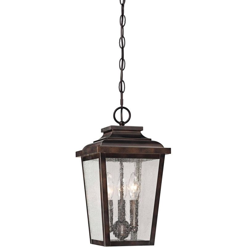 Minka Lavery Rustic Outdoor Hanging Light Fixture Chelsea Bronze Damp Rated 15 1/2" Clear Seedy Glass for Post Exterior Barn Porch, 1 of 4