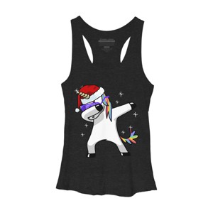 Women's Design By Humans Dabbing Unicorn Shirt Hip Hop Dab Santa Hat Christmas Shirt V By vomaria Racerback Tank Top - 1 of 3