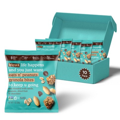 B'cuz Oats 'n Peanuts Granola Bites 1oz-bag Gluten Free Healthy Snacks ...