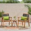 Christopher Knight Home Mcgill Outdoor Acacia Wood and Rope 3 Piece Chat Set, Teak/Dark Gray - 2 of 4