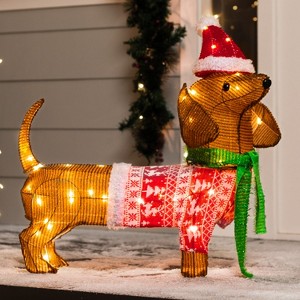 JOYFY 30’’ Christmas Yard Lights Outdoor Decoration, Wiener Dog with 40 LED Warm White Yard Light for Christmas Indoor Outdoor Yard Garden Decorations - 1 of 4