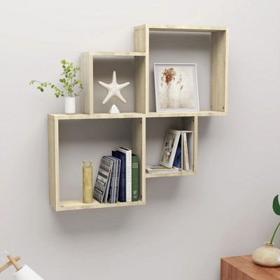 vidaXL Wall Cube Shelf Sonoma Oak 31.5 in.x5.9 in.x30.9 in. Engineered Wood