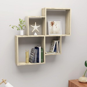 vidaXL Wall Cube Shelf Sonoma Oak 31.5 in.x5.9 in.x30.9 in. Engineered Wood - 1 of 4