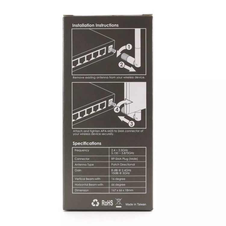 Alfa APA-M25 Dual Band 8/10dBi Directional Indoor Panel Antenna w/ RP-SMA (Like Asus WL-ANT-157), 6 of 6