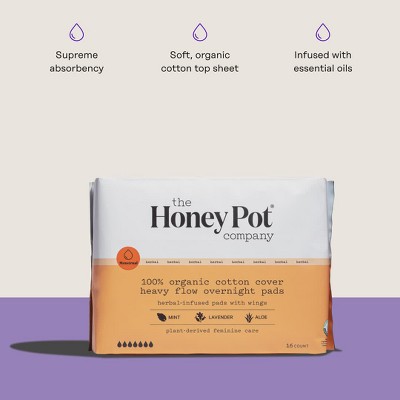The Honey Pot Company, Postpartum Pads w/Wings, Certified Organic Cotton,  Herbal-infused,12 ct. 