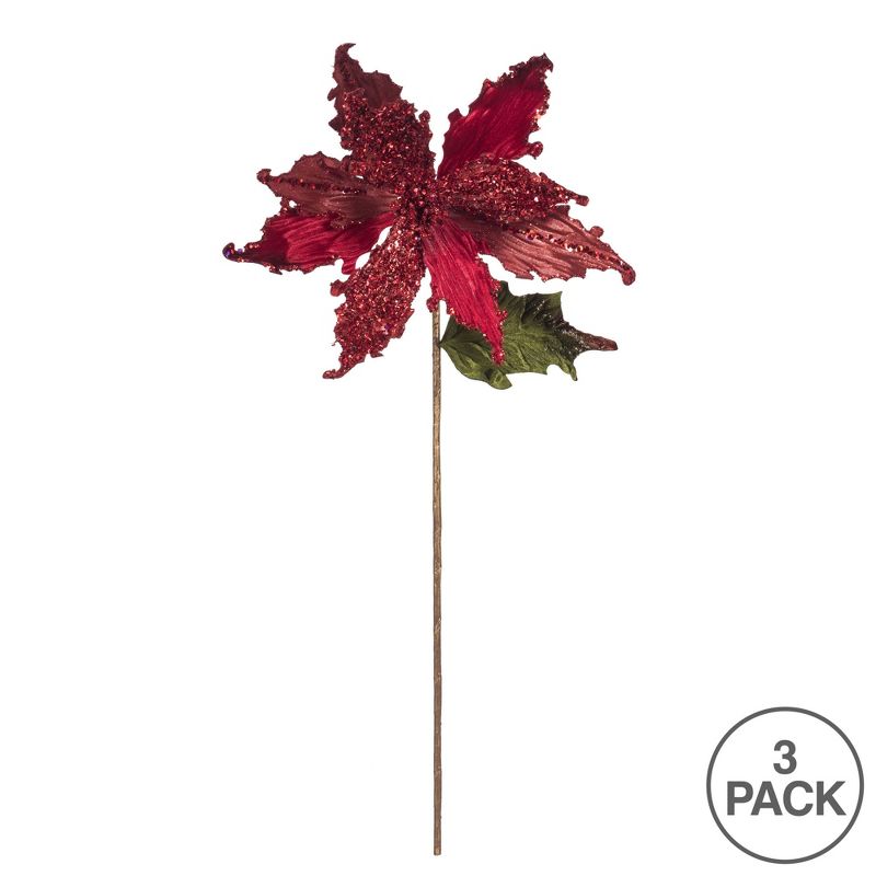 Vickerman 20" Pointed Pearl Poinsettia Aritificial Christmas Stem, 4 of 5