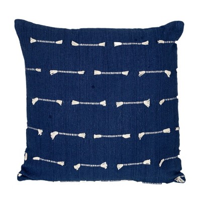 Parkland Collection,Elegant Dark Blue Cotton Pillow For Sofa (18” X 18”)