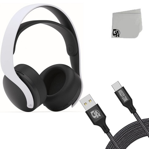 Play Station Pulse 3D White Headset With 10Foot Bolt Axtion Cable Bundle Manufacture Refurbished