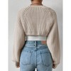 Women's Long Sleeve Open Front Knitted Crop Sweater Cardigan Drop Shoulder Knit Bolero Shrug - 2 of 4