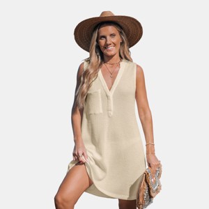 Women's Navy Crochet Sleeveless Cover-Up Dress for Beach Getaways -Cupshe - 1 of 4