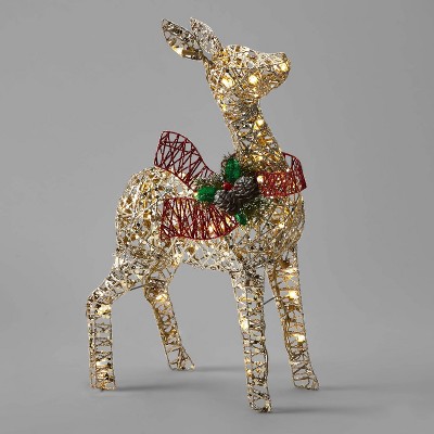 24in Rattan-Look Fawn Christmas UL LED Novelty Sculpture - Wondershop™