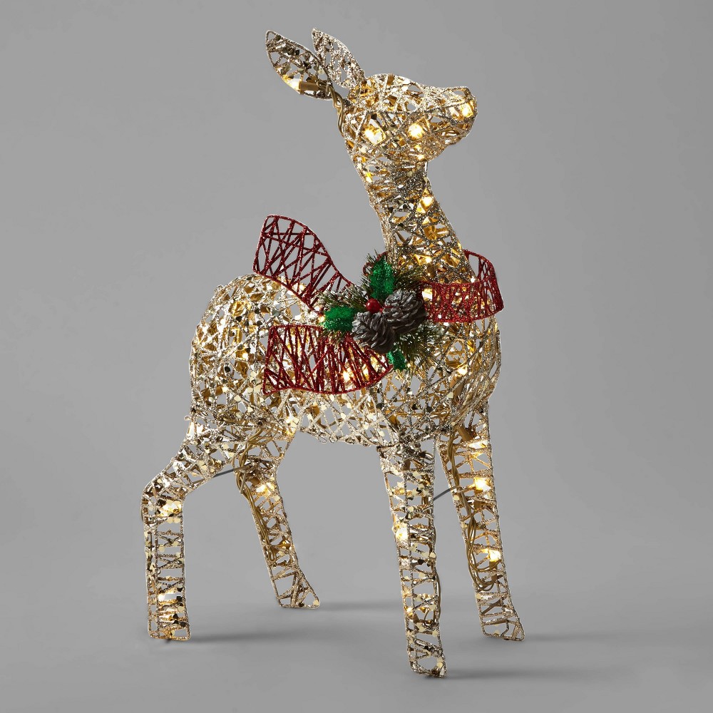 24in Rattan-Look Fawn Christmas UL LED Novelty Sculpture - Wondershop