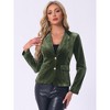 INSPIRE CHIC Women's Notched Lapel Vintage Office Button Front Velvet Blazer - 2 of 4