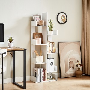 VECELO Tree Bookshelf, Geometric 8 Shelf Tree Bookcase Wood Bookshelves Display, Tree-Shaped Shelf Racks Organizer for Living Room Home Office - 1 of 4