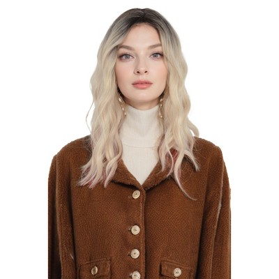 Alilang Synthetic Wavy Bob Wig with Curtain Bangs Short Curly Hair for Daily Wear