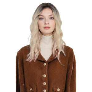 Alilang Synthetic Wavy Bob Wig with Curtain Bangs Short Curly Hair for Daily Wear - 1 of 4