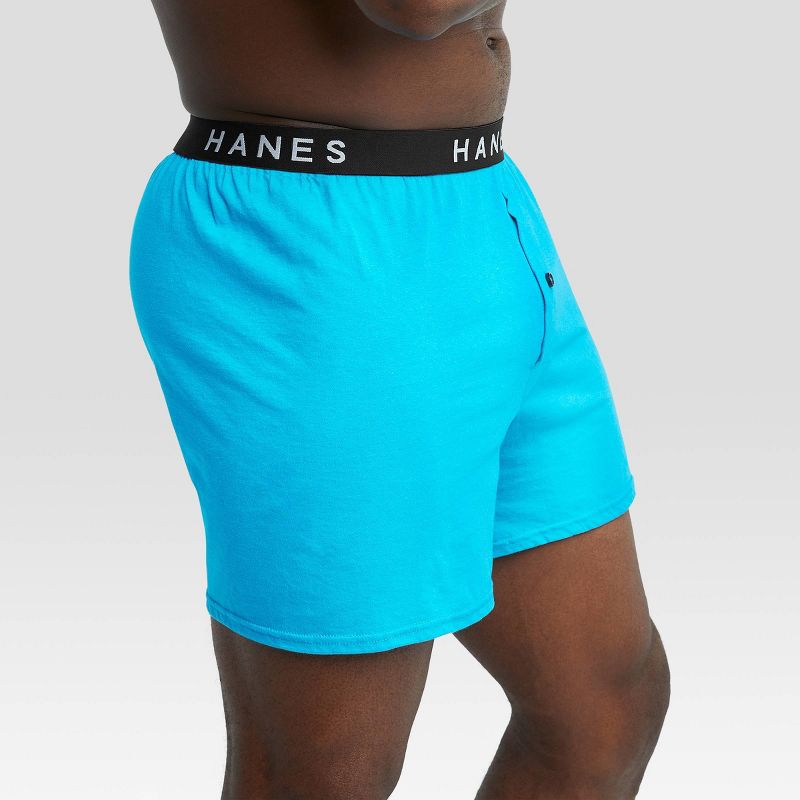 Hanes Premium Men's 4pk Knit Boxers - Blue/Black, 5 of 7