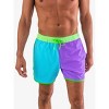 RuggedButts UPF50+ Men's Stretch Dolphin Hem Swim Trunks - Neon Bright Aqua Color Block, Men's XL - 3 of 4