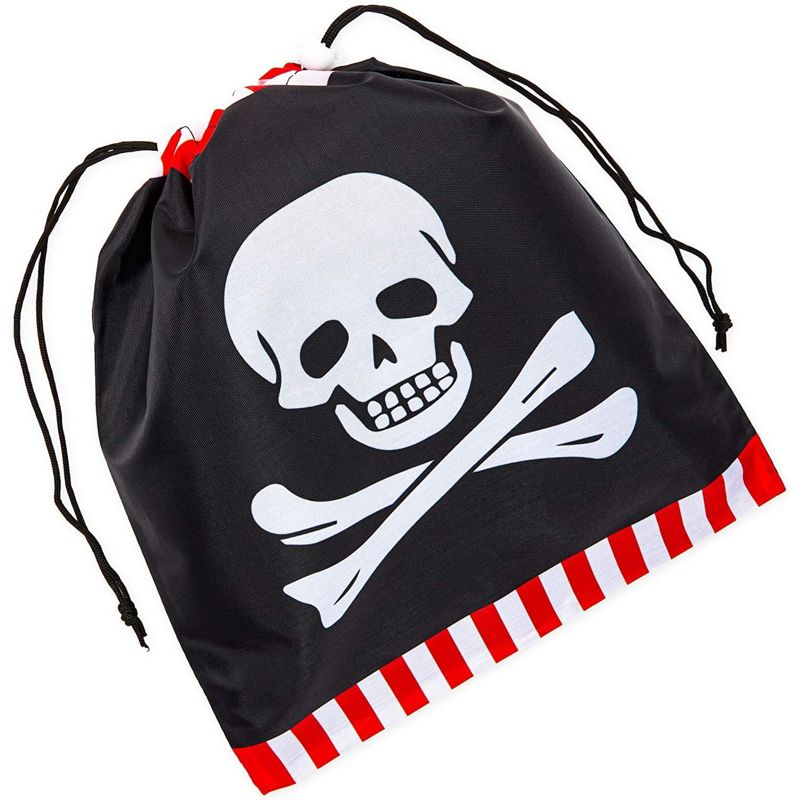 Blue Panda 12 Pack Pirate Skull Drawstring Pouches, Party Favor Gift Goodie Bags for Kids Birthday Treat, Party Supplies, 12 x 10 in, 5 of 7