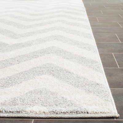 Light Grey and Beige Geometric Indoor-Outdoor Area Rug