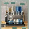 TOBILI Lakecy Over Sink Dish Rack Double Layer Stainless Steel with Auto Drain Drip Tray and Cutlery Holder Space Saving Black - 3 of 4