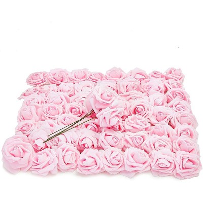 Bright Creations 3" Artificial Rose Flowers 60pcs Real Looking Fake Rose with Stem for DIY Wedding Bouquets and Bridal Shower, Pink