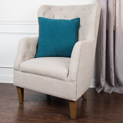 20" x 20" Dark Teal Cotton Canvas Textured Throw Pillow