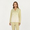 Anna-Kaci Lounge Women's 2-Piece Set Long Sleeve Button Front Top and Relaxed Fit Pants Pajama Set with Minimalist Floral Detail - 2 of 4