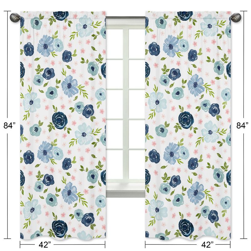 2pc Watercolor Floral Kids&#39; Window Panel Curtains Pink and Blue - Sweet Jojo Designs, 6 of 7