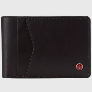 Alpine Swiss Men’s Delaney Slimfold RFID Safe Slim Bifold Wallet Smooth Leather Comes in Gift Box - 1 of 4