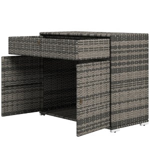 Aghana Digitals Mixed Brown Outdoor PE Rattan Storage Cabinet with Drawer & Magnet Doors for Pool, - 1 of 4