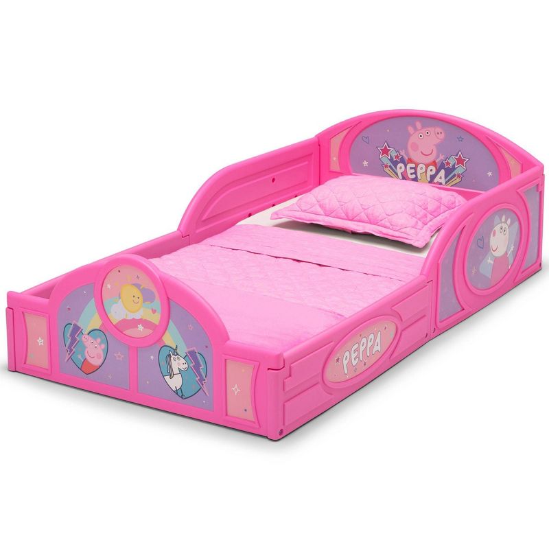 Toddler Peppa Pig Plastic Sleep and Play Kids&#39; Bed with Attached Guardrails - Delta Children, 4 of 12