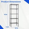 Metal Frame Storage Shelves 5 - Tier Wire Shelving Heavy Duty Black Kitchen Garage Shelf with Leveling Feet 12x17x48 Inches - 3 of 4