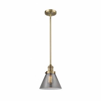 Cone - 1 Light Stem Hung Mini Pendant In Industrial Style-10 Inches Tall and 8 Inches Wide