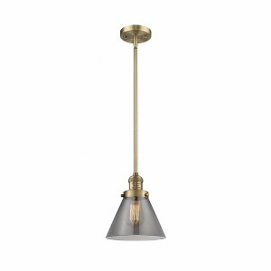 Cone - 1 Light Stem Hung Mini Pendant In Industrial Style-10 Inches Tall and 8 Inches Wide - 1 of 1