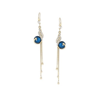 SOHI Women's Gold Sleek Drop Earrings