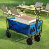 NAYSAYE Collapsible Folding Wagon Cart Heavy Duty Utility Wagon with All Terrain Wheels for Camping and Shopping, Blue, 29.1"*18.5"*35" - 2 of 4