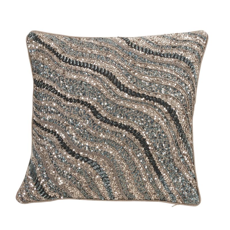 Saro Lifestyle Embroidered Poly-Filled Pillow With Beaded Design, 1 of 4