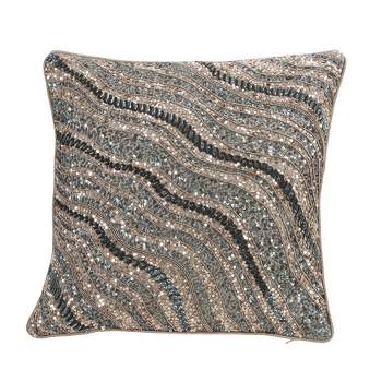 Saro Lifestyle Embroidered Poly-Filled Pillow With Beaded Design