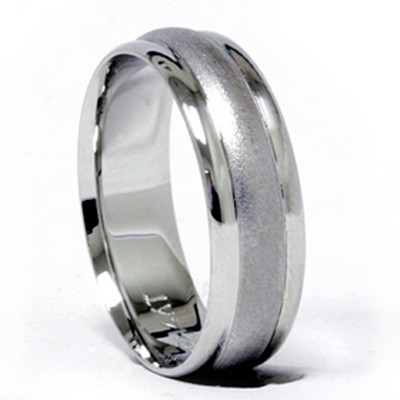 Pompeii3 Mens 14K White Gold Satin 6mm Wedding Ring New Band
